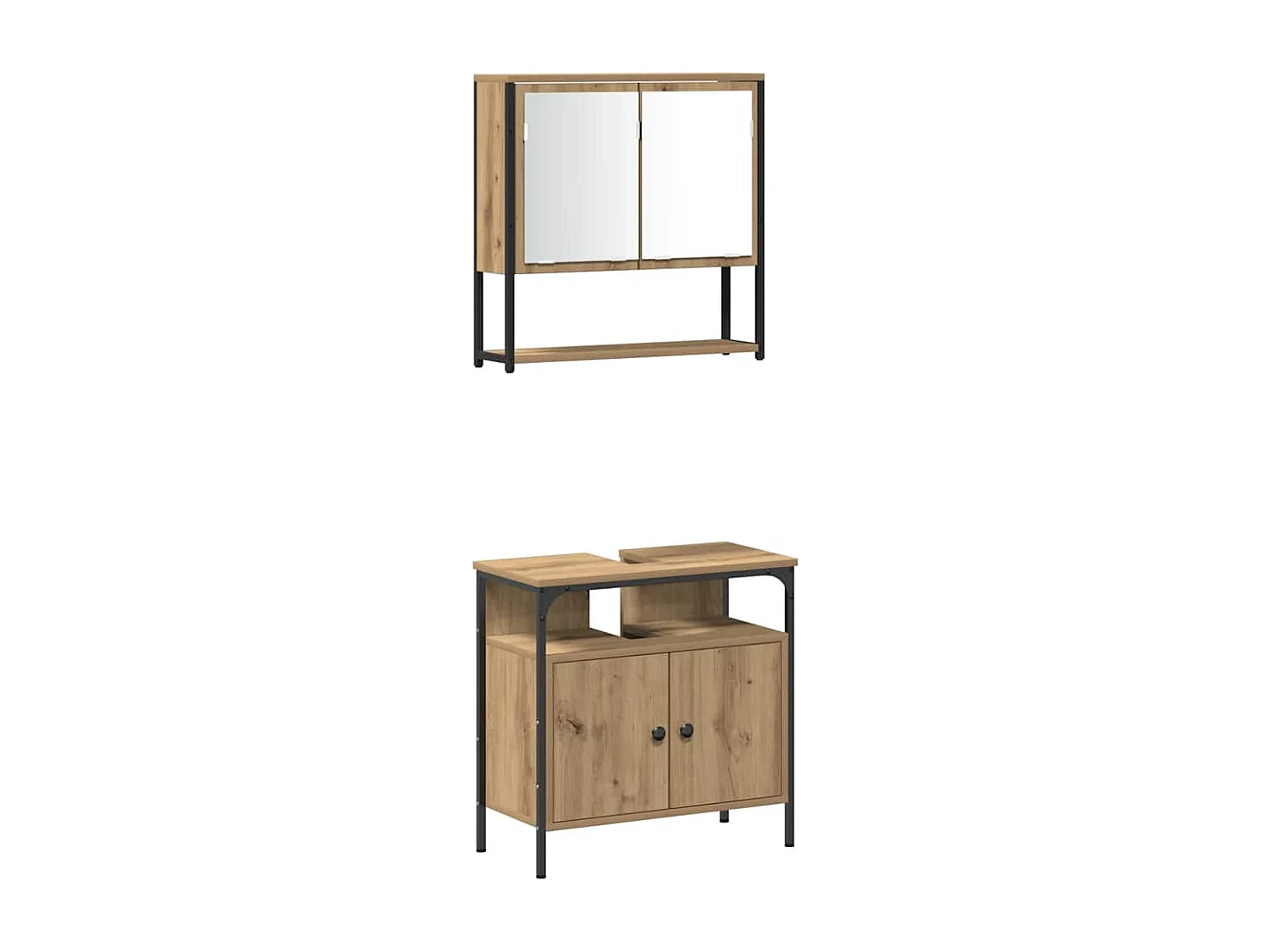 Ensemble de mobilier de salle de bain avec porte 3 pcs Marron