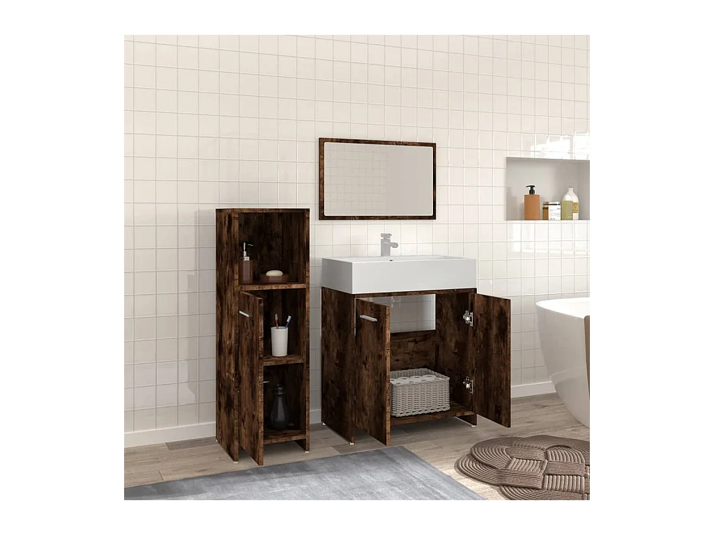 3-delige badkamermeubelset Gerookt Eiken
