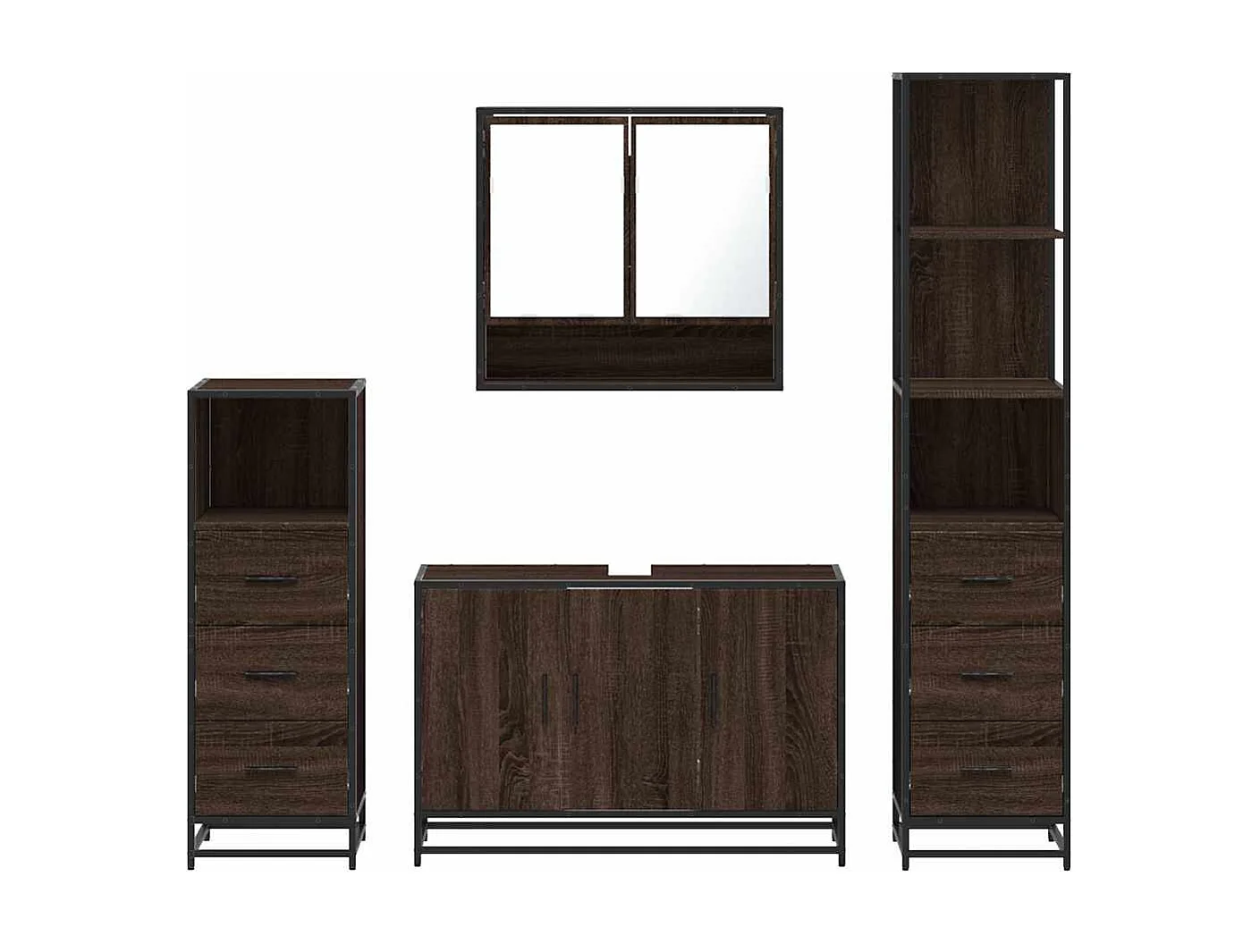 Ensemble de meubles de salle de bain 4 pcs chêne marron