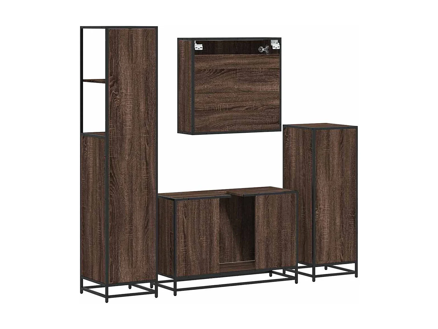 Ensemble de meubles de salle de bain 4 pcs chêne marron