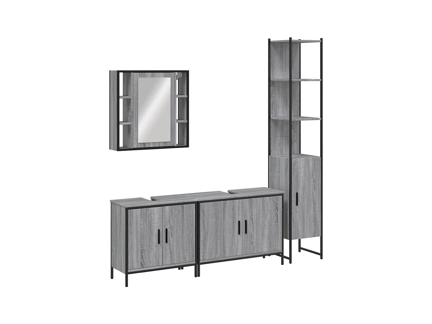 Ensemble d'armoires de salle de bain 4 pcs sonoma gris