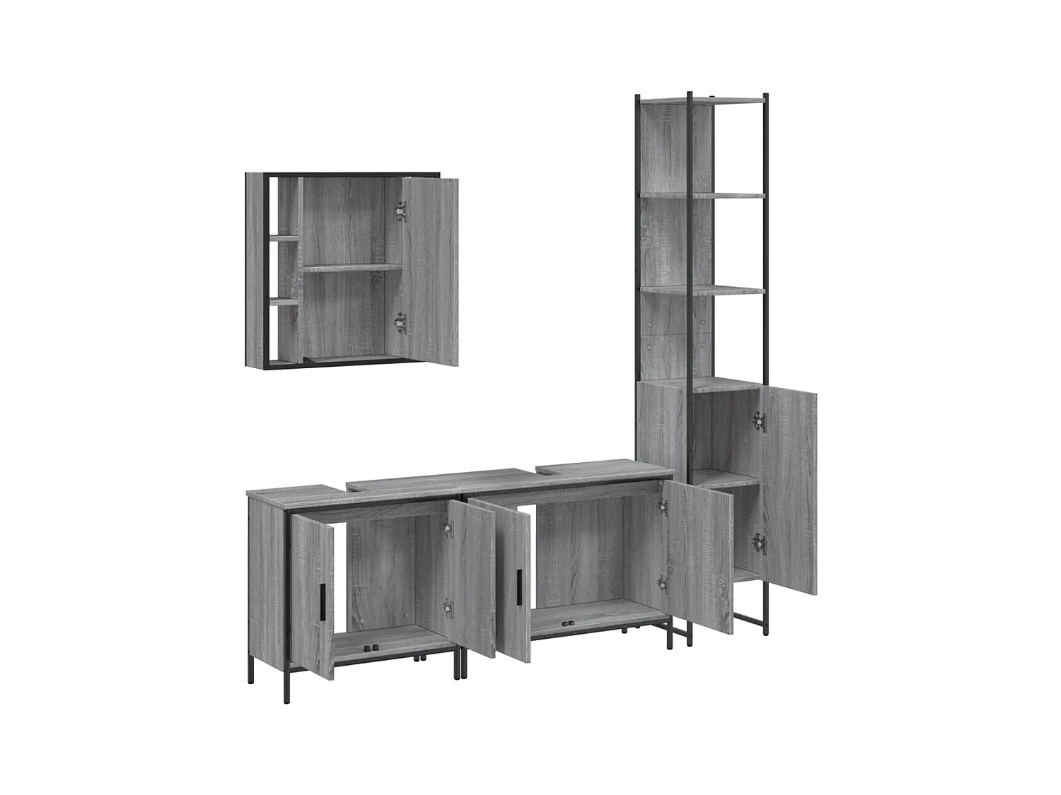 Ensemble d'armoires de salle de bain 4 pcs sonoma gris