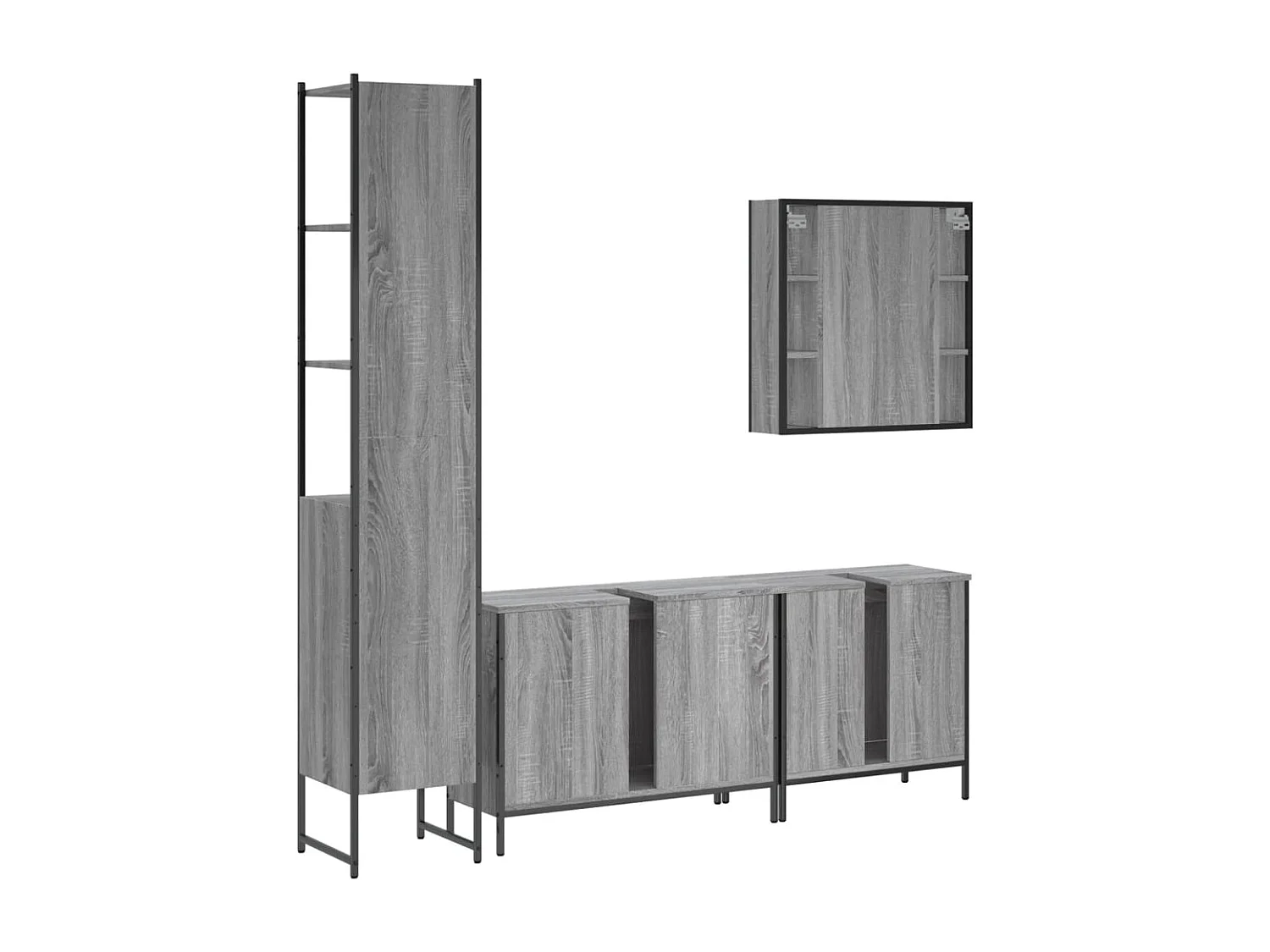 Ensemble d'armoires de salle de bain 4 pcs sonoma gris