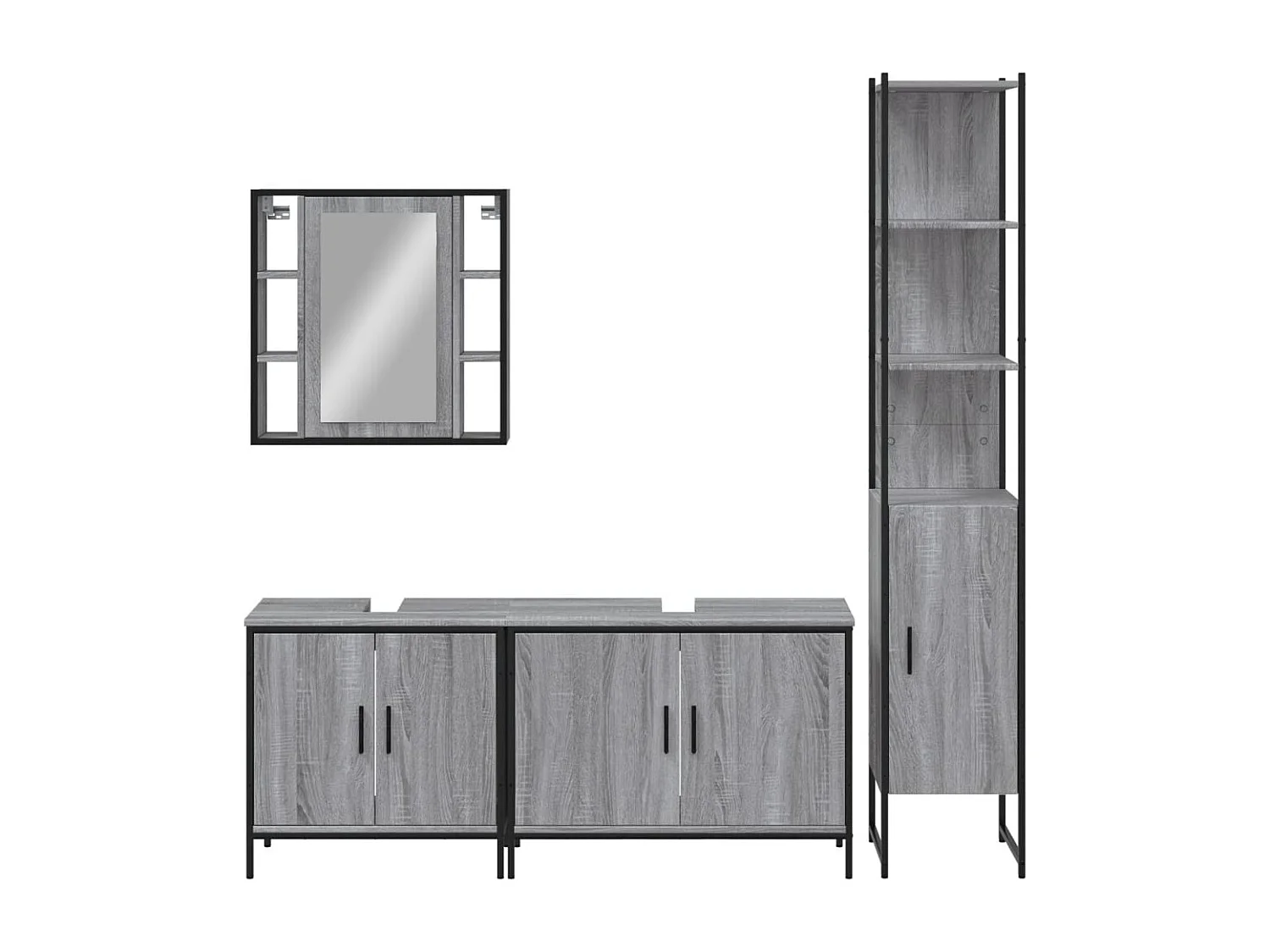 Ensemble d'armoires de salle de bain 4 pcs sonoma gris