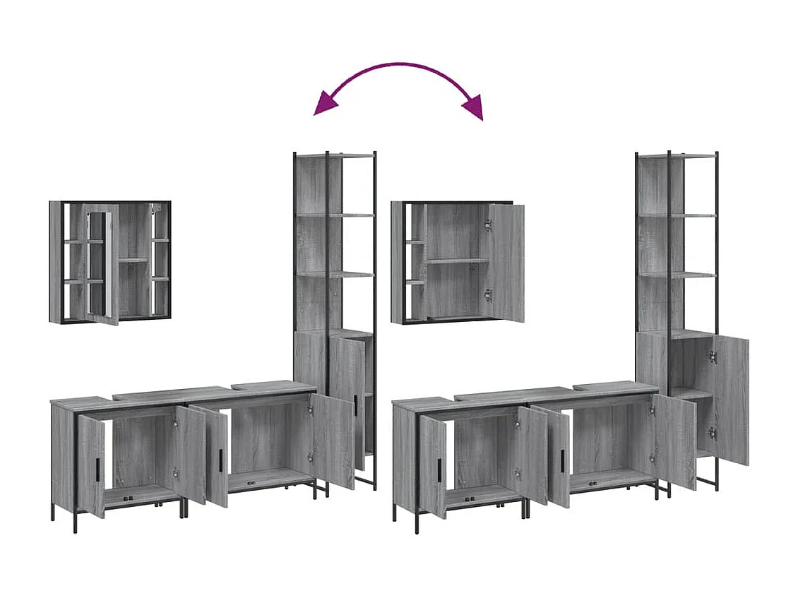 Ensemble d'armoires de salle de bain 4 pcs sonoma gris