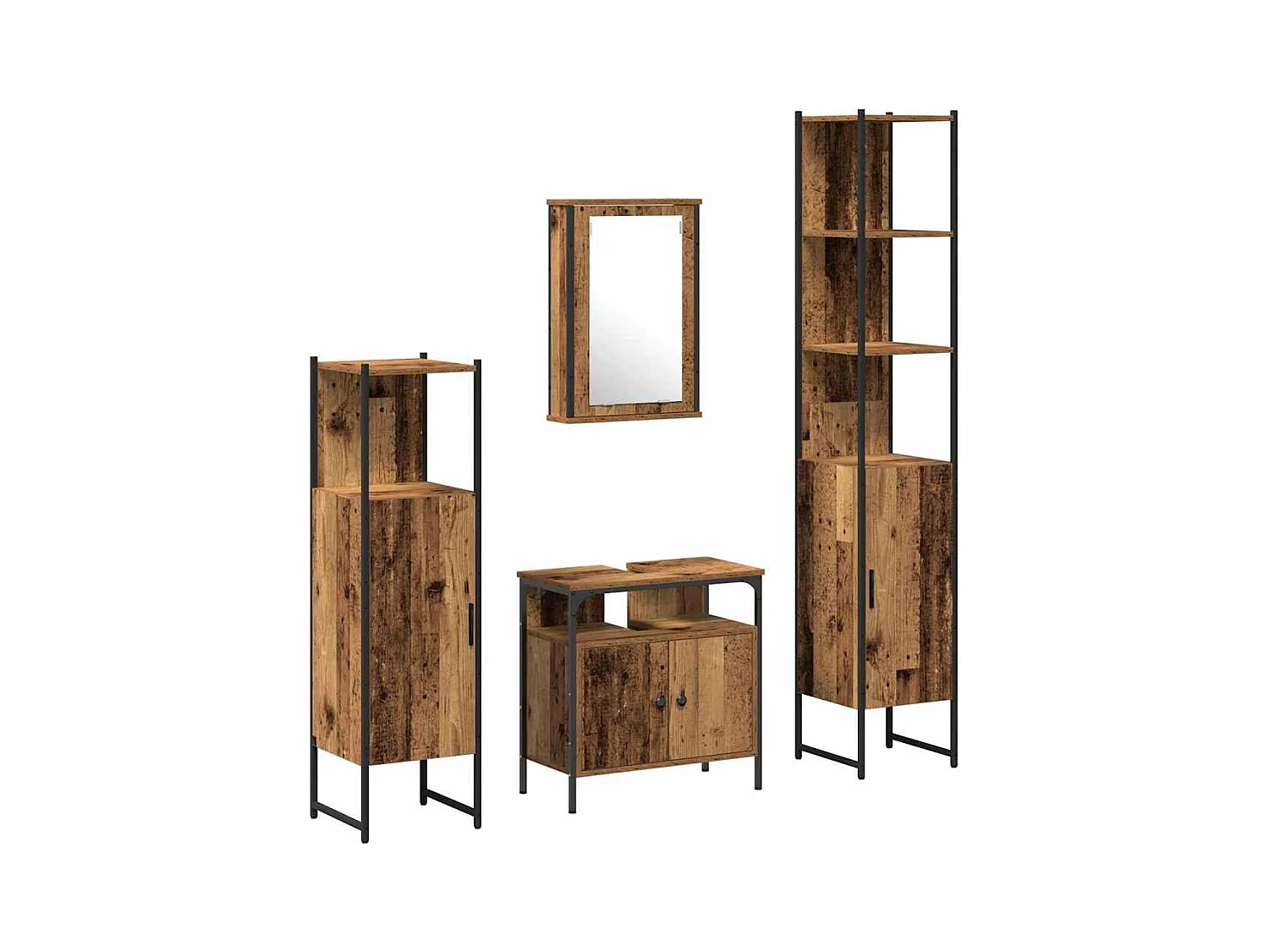 Ensemble de mobilier de salle de bain 4 pcs Bois ancien