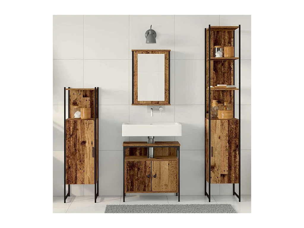 Ensemble de mobilier de salle de bain 4 pcs Bois ancien
