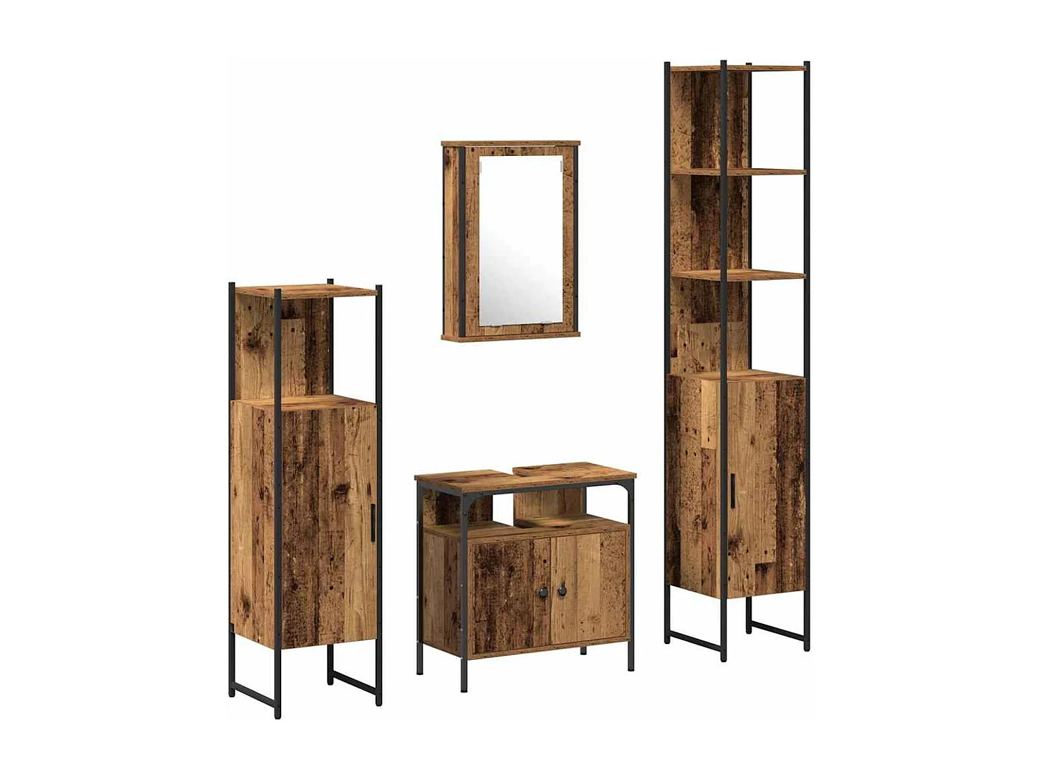 Ensemble de mobilier de salle de bain 4 pcs Bois ancien