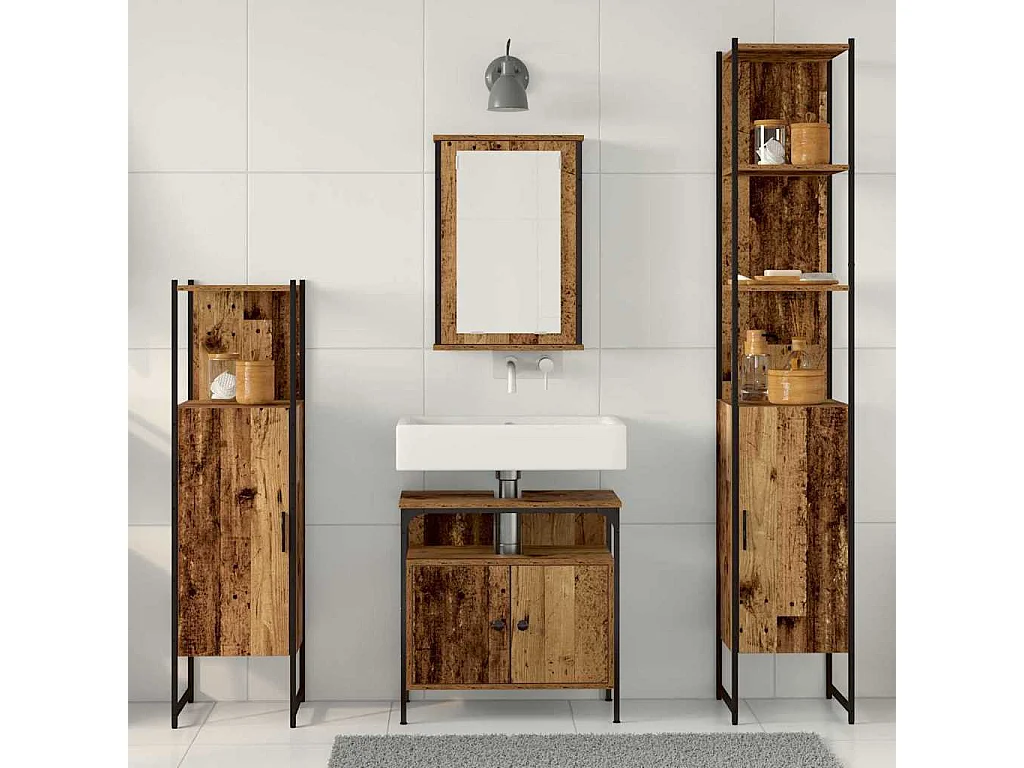 Ensemble de mobilier de salle de bain 4 pcs Bois ancien