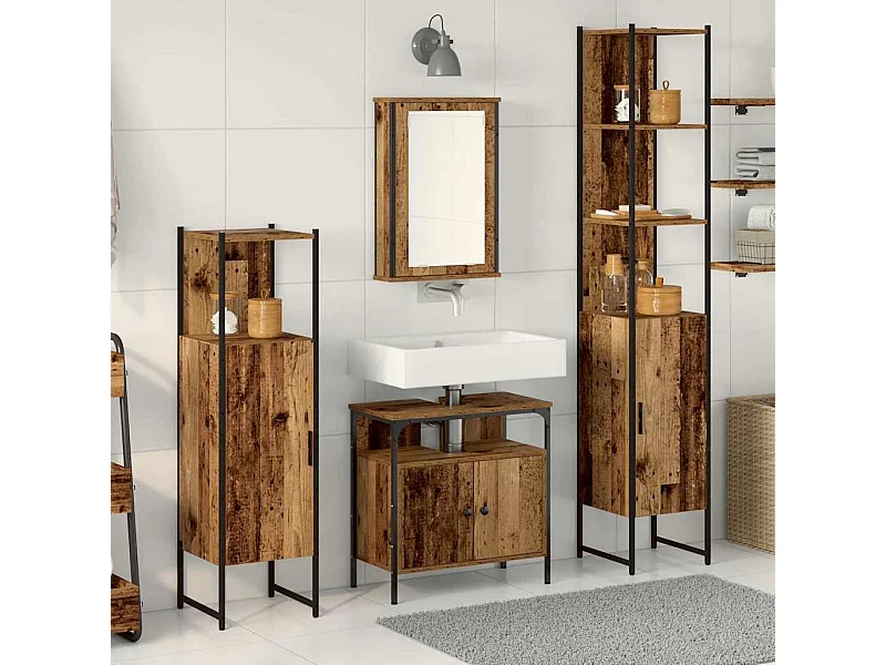 Ensemble de mobilier de salle de bain 4 pcs Bois ancien