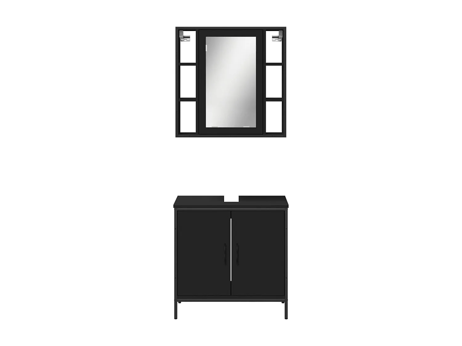 Conjunto de muebles de baño de 2 piezas de madera de ingeniería negra