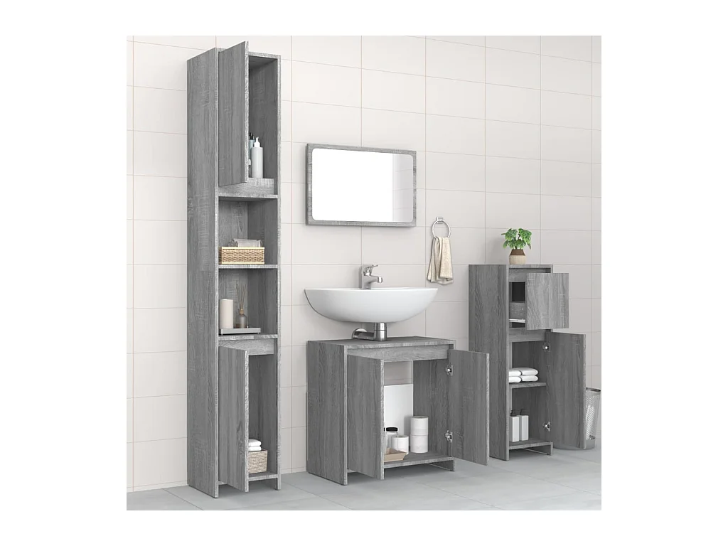 Set di mobili da bagno Sonoma Grey da 4 pezzi