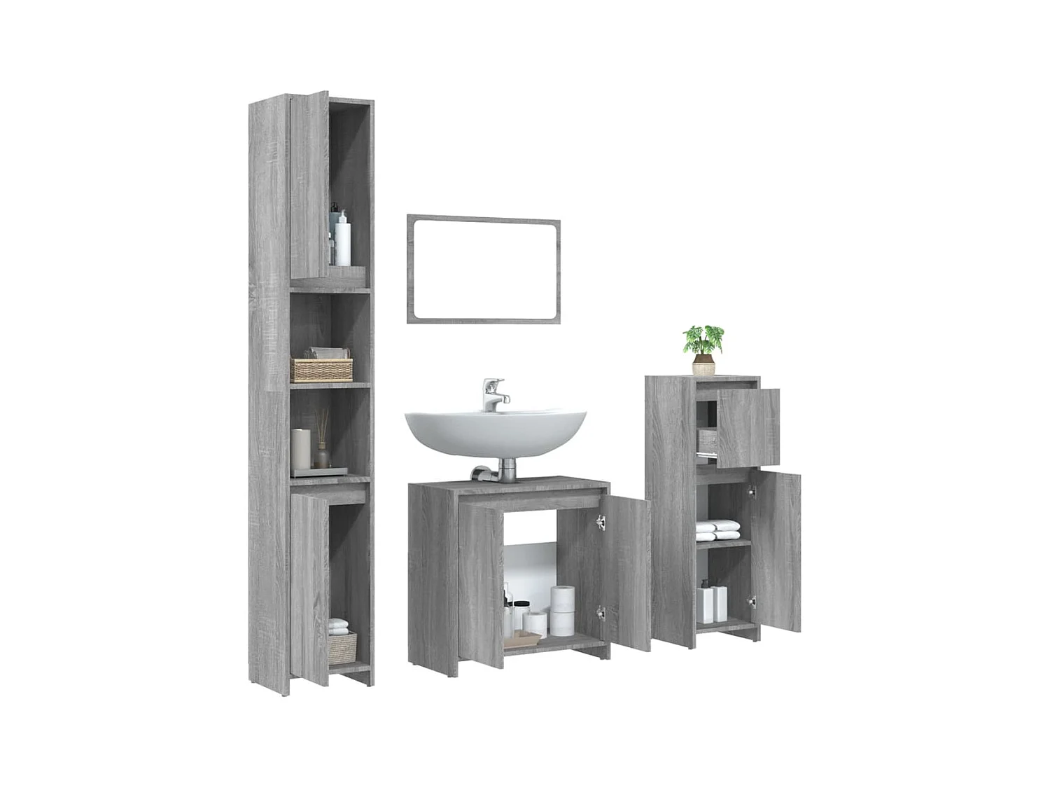 Set di mobili da bagno Sonoma Grey da 4 pezzi