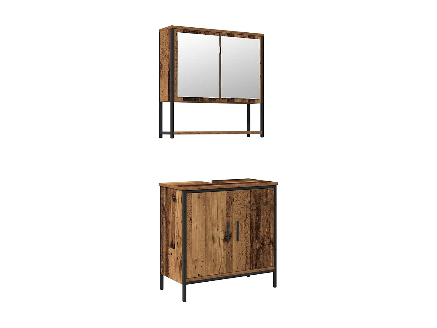 Ensemble de mobilier de salle de bain avec porte 2 pcs Marron