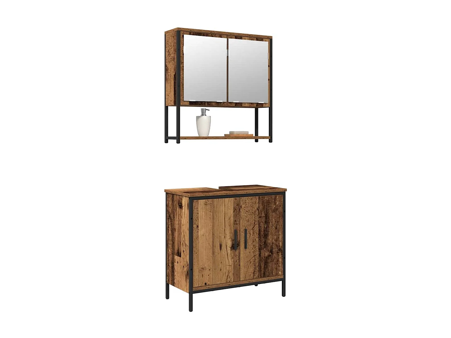 Ensemble de mobilier de salle de bain avec porte 2 pcs Marron