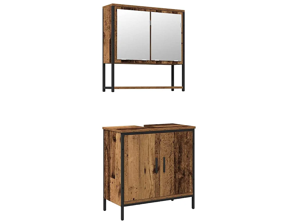 Ensemble de mobilier de salle de bain avec porte 2 pcs Marron