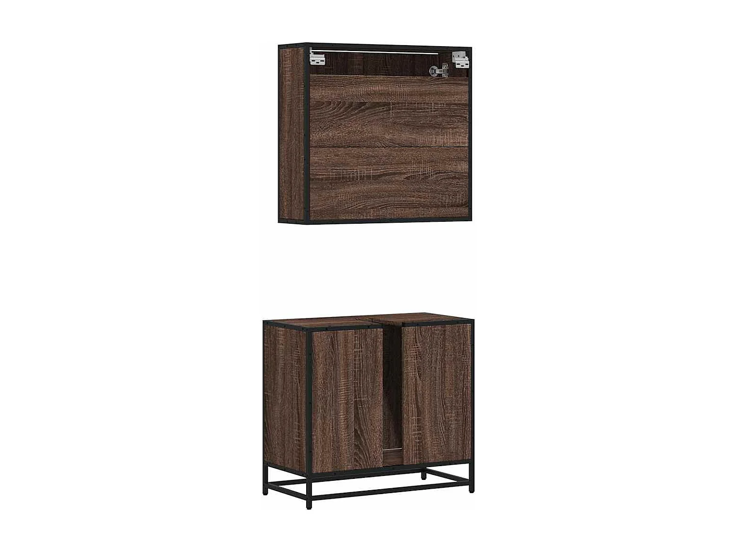 Ensemble de meubles de salle de bain 2 pcs Chêne marron