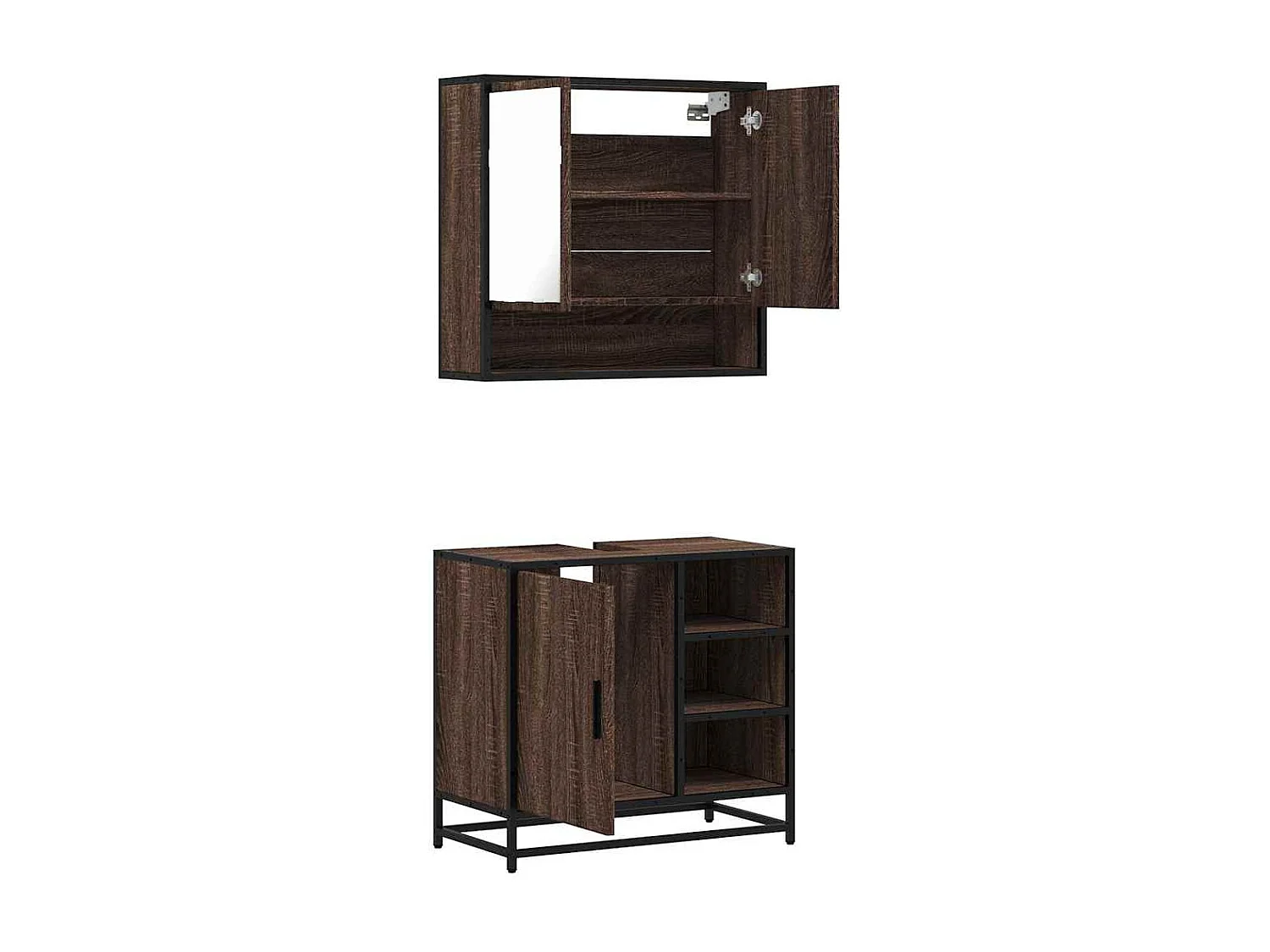 Ensemble de meubles de salle de bain 2 pcs Chêne marron