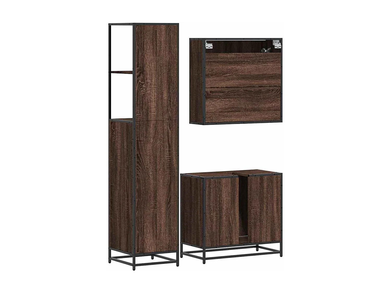 Ensemble de meubles de salle de bain 3 pcs Chêne marron