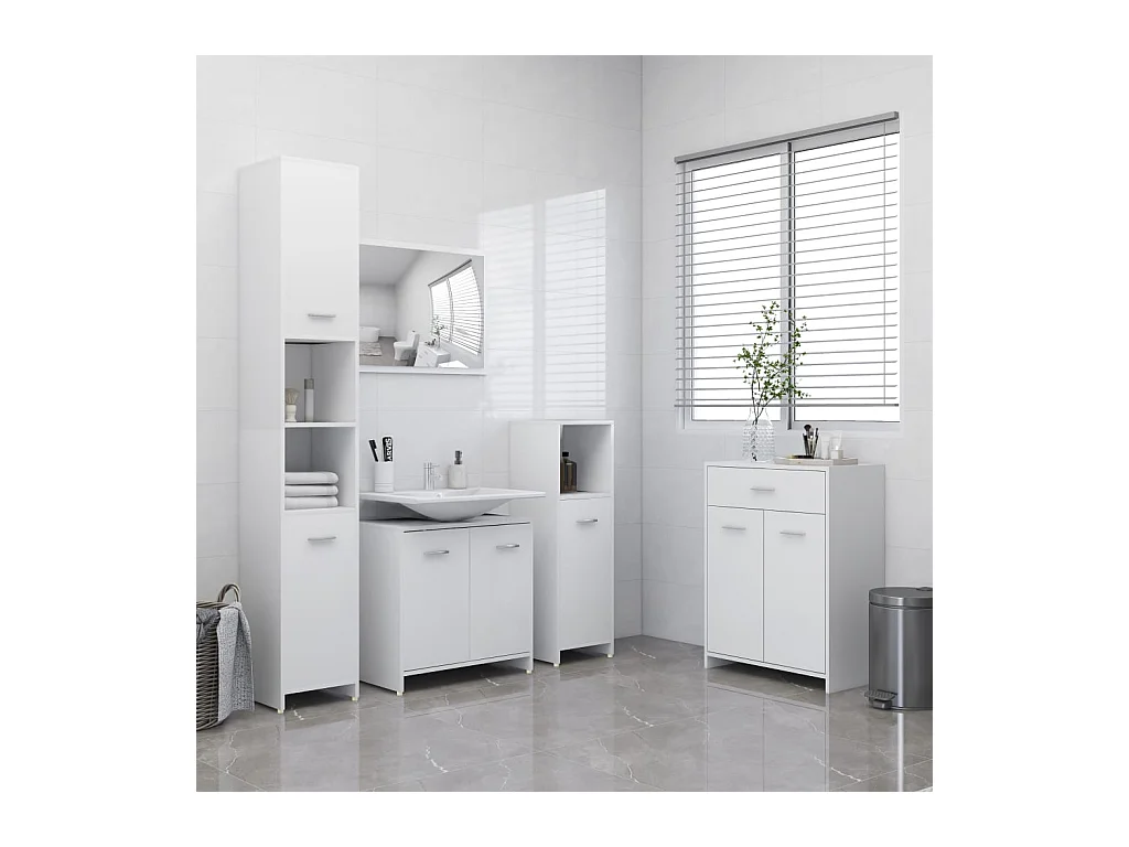 Ensemble de meubles de salle de bain 4 pcs Blanc