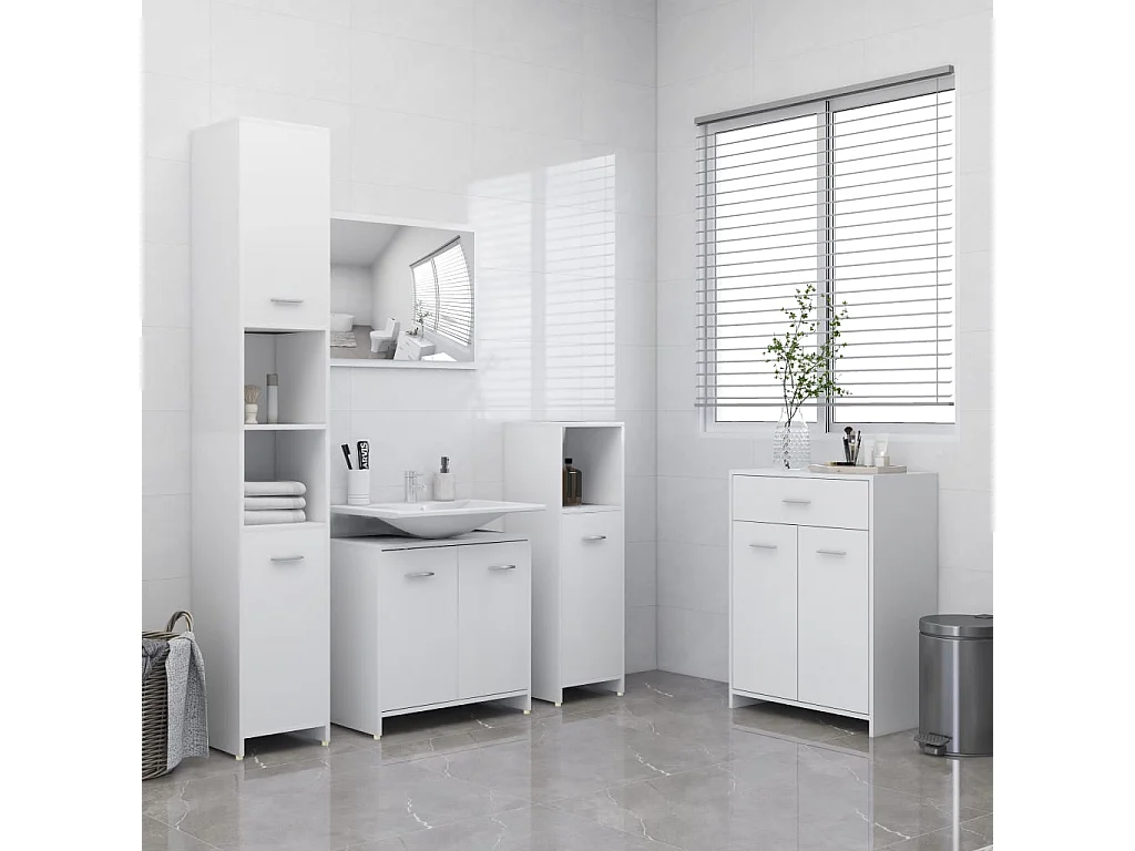 Ensemble de meubles de salle de bain 4 pcs Blanc