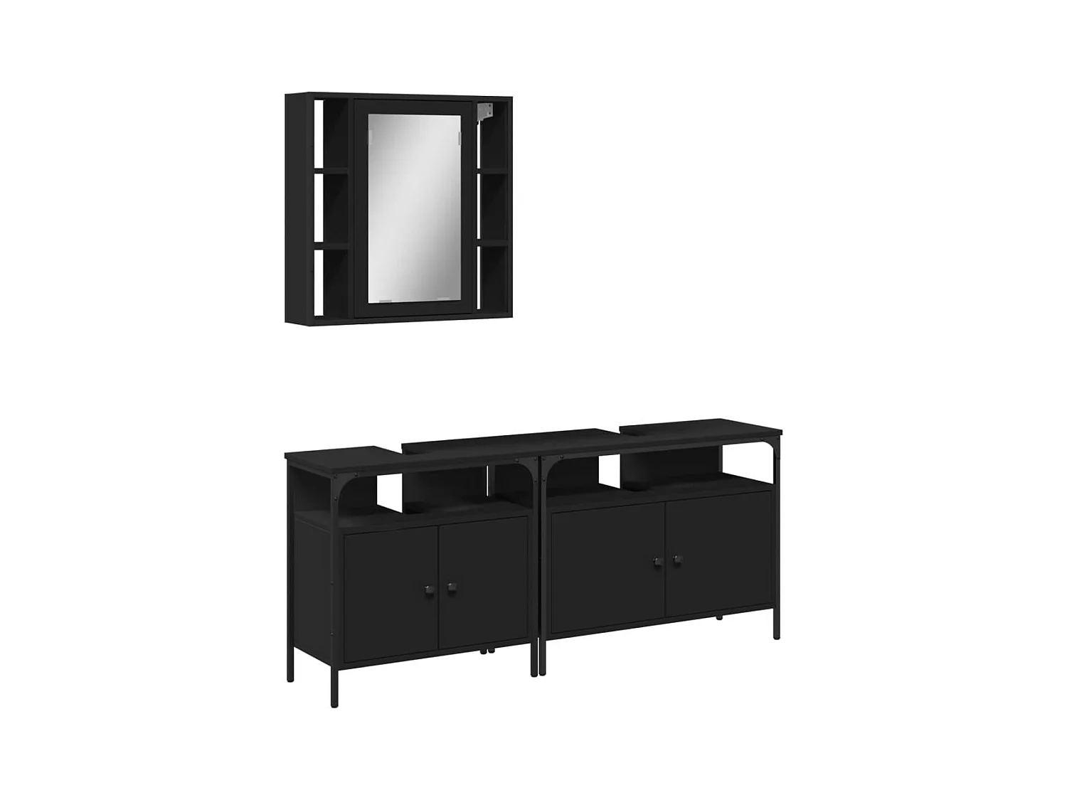 Ensemble d'armoires salle de bain 3 pcs noir bois d'ingénierie