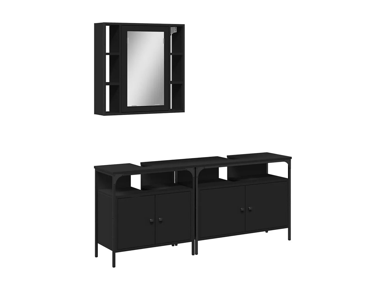 Ensemble d'armoires salle de bain 3 pcs noir bois d'ingénierie