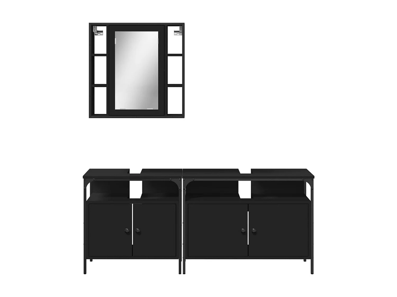 Ensemble d'armoires salle de bain 3 pcs noir bois d'ingénierie
