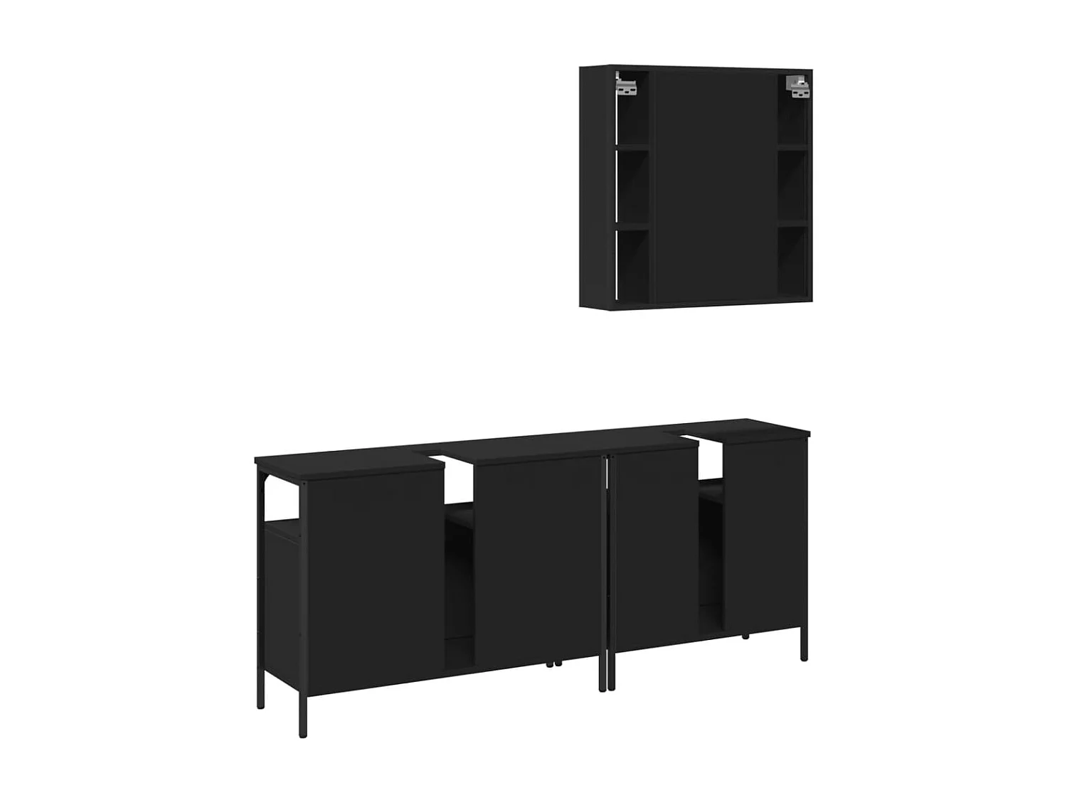 Ensemble d'armoires salle de bain 3 pcs noir bois d'ingénierie