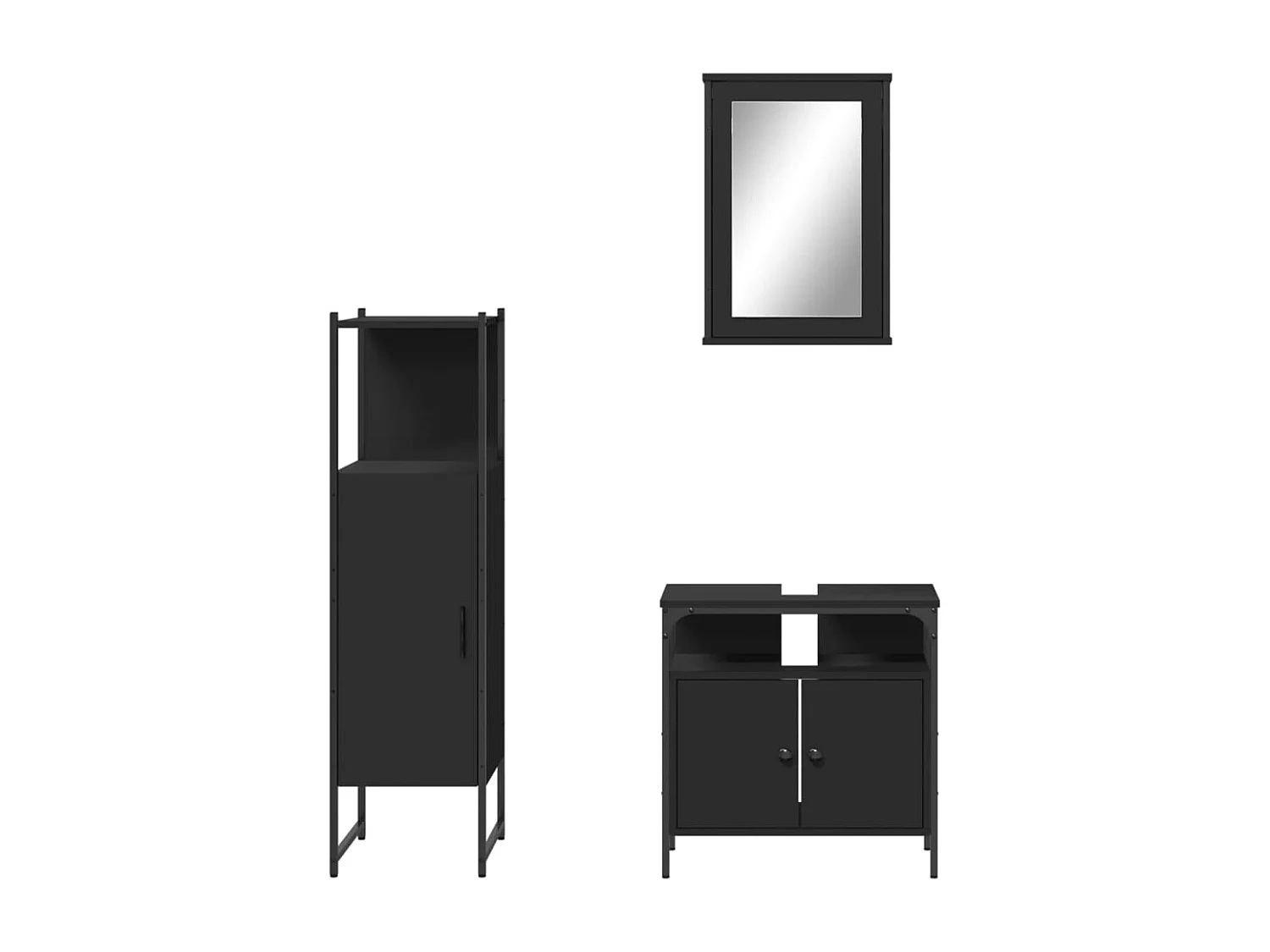 Ensemble de meubles salle de bain 3 pcs noir bois d'ingénierie