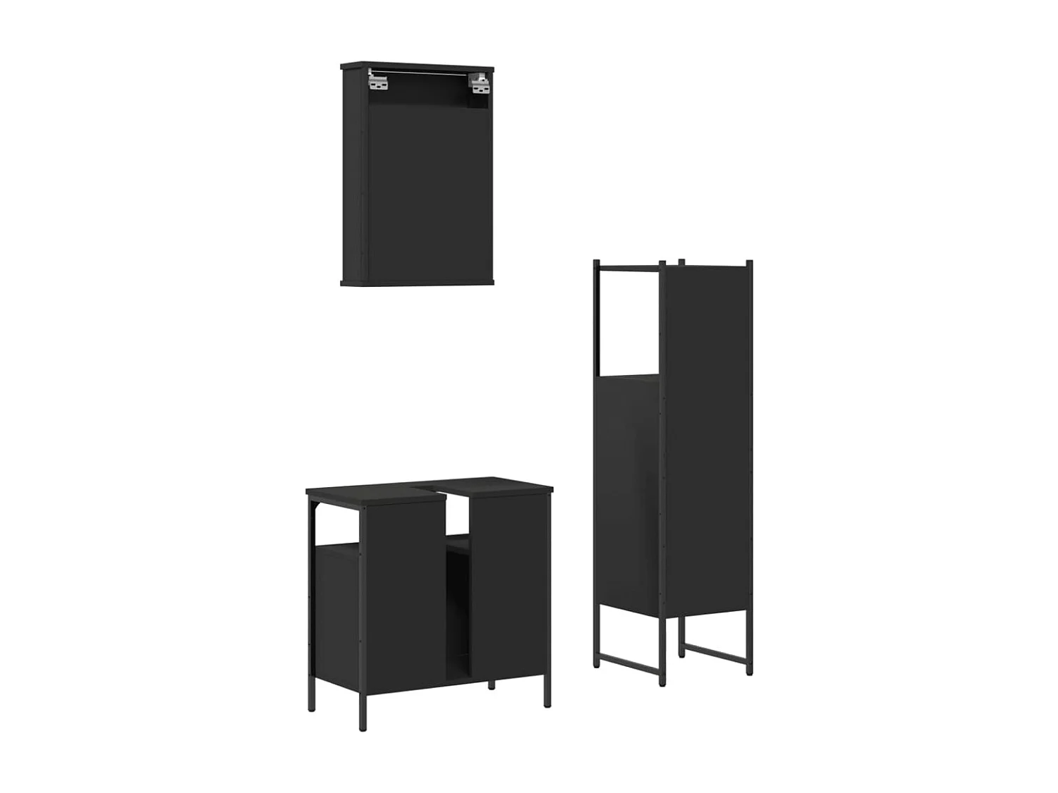 Ensemble de meubles salle de bain 3 pcs noir bois d'ingénierie