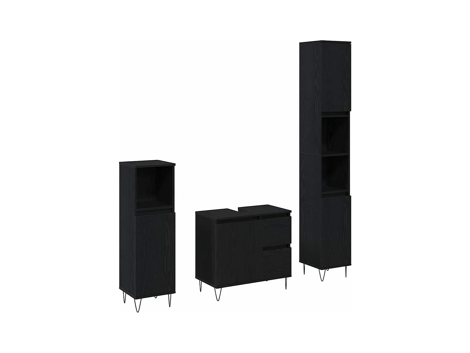 Set di mobili da bagno 3 pezzi in rovere nero