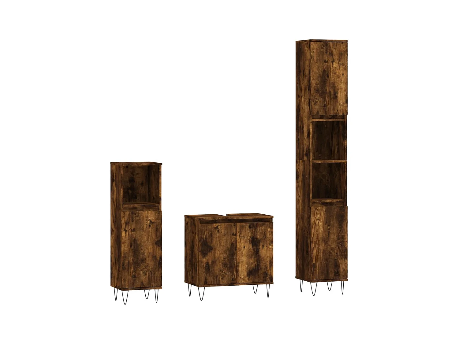 Ensemble d'armoires de salle de bain 3 pcs chêne fumé