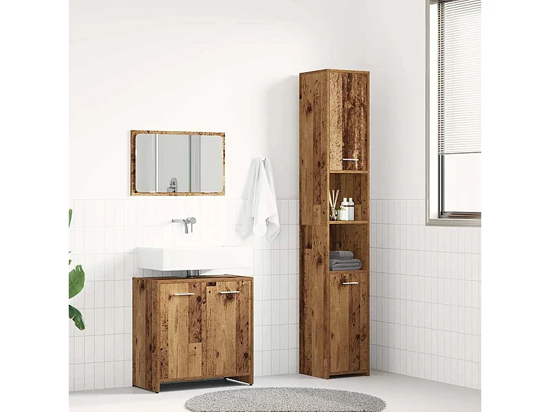 Set di mobili da bagno in legno ingegnerizzato da 3 pezzi