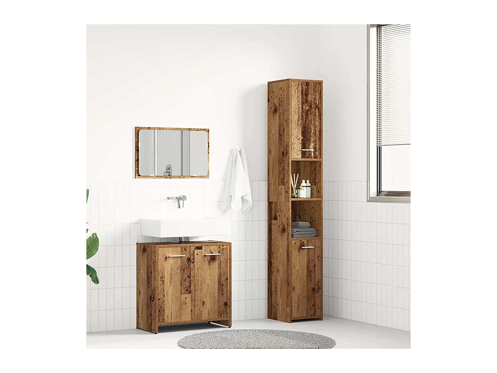 Ensemble de meubles salle de bain 3 pcs bois d'ingénierie