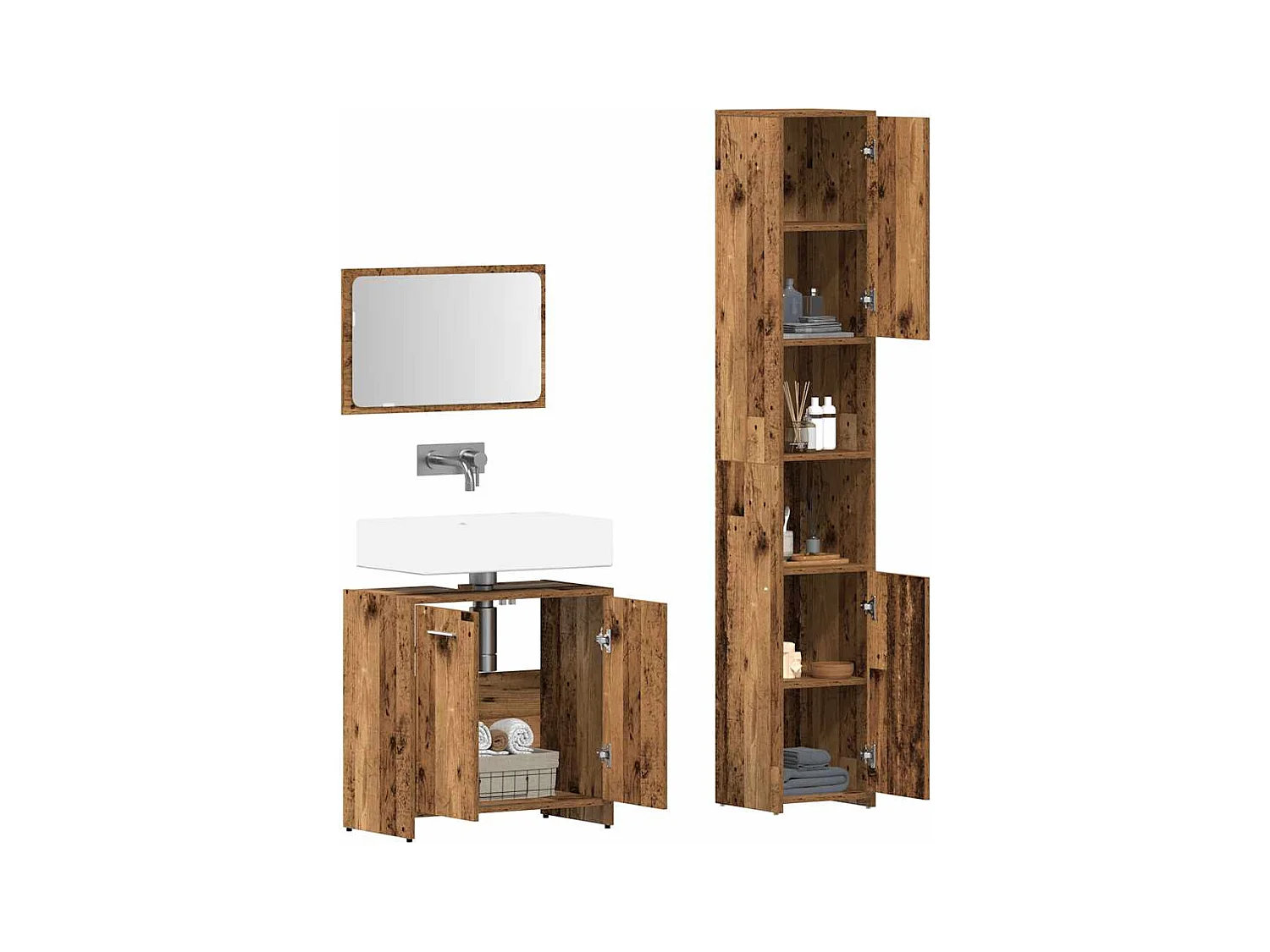 Ensemble de meubles salle de bain 3 pcs bois d'ingénierie
