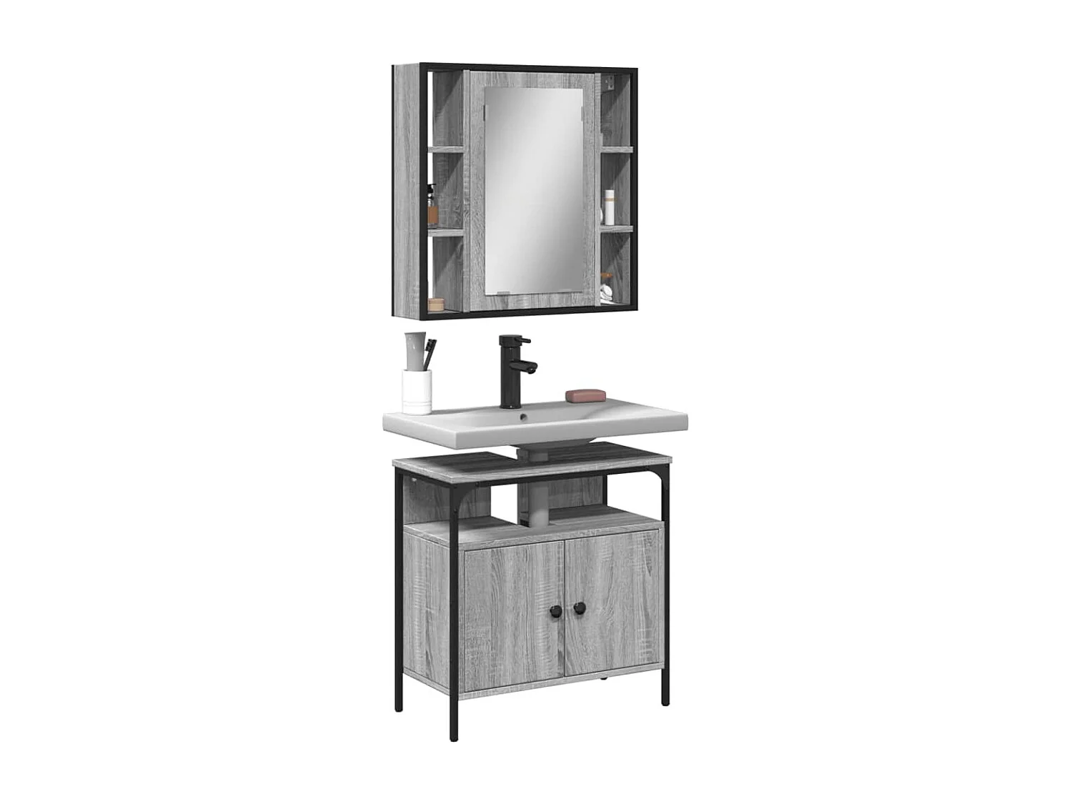 Conjunto de muebles de baño de 2 piezas en gris Sonoma