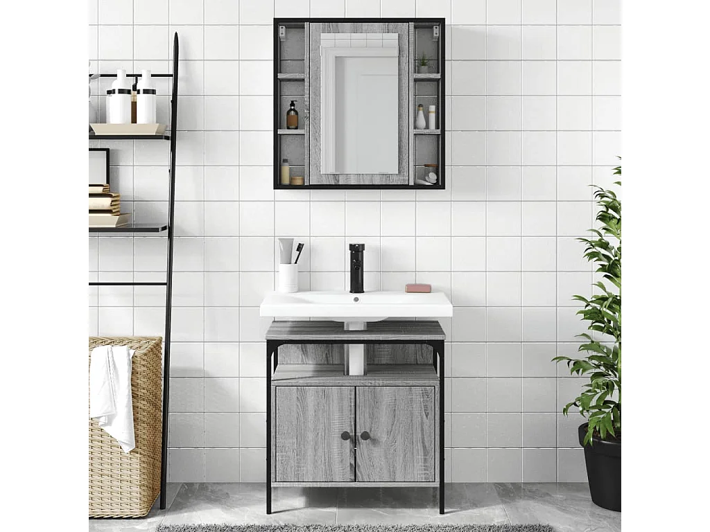 Conjunto de muebles de baño de 2 piezas en gris Sonoma