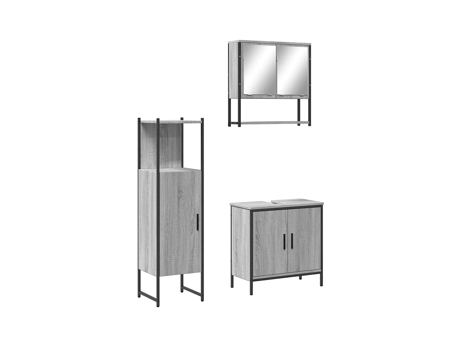 Ensemble de meubles de salle de bain 3 pcs Sonoma gris