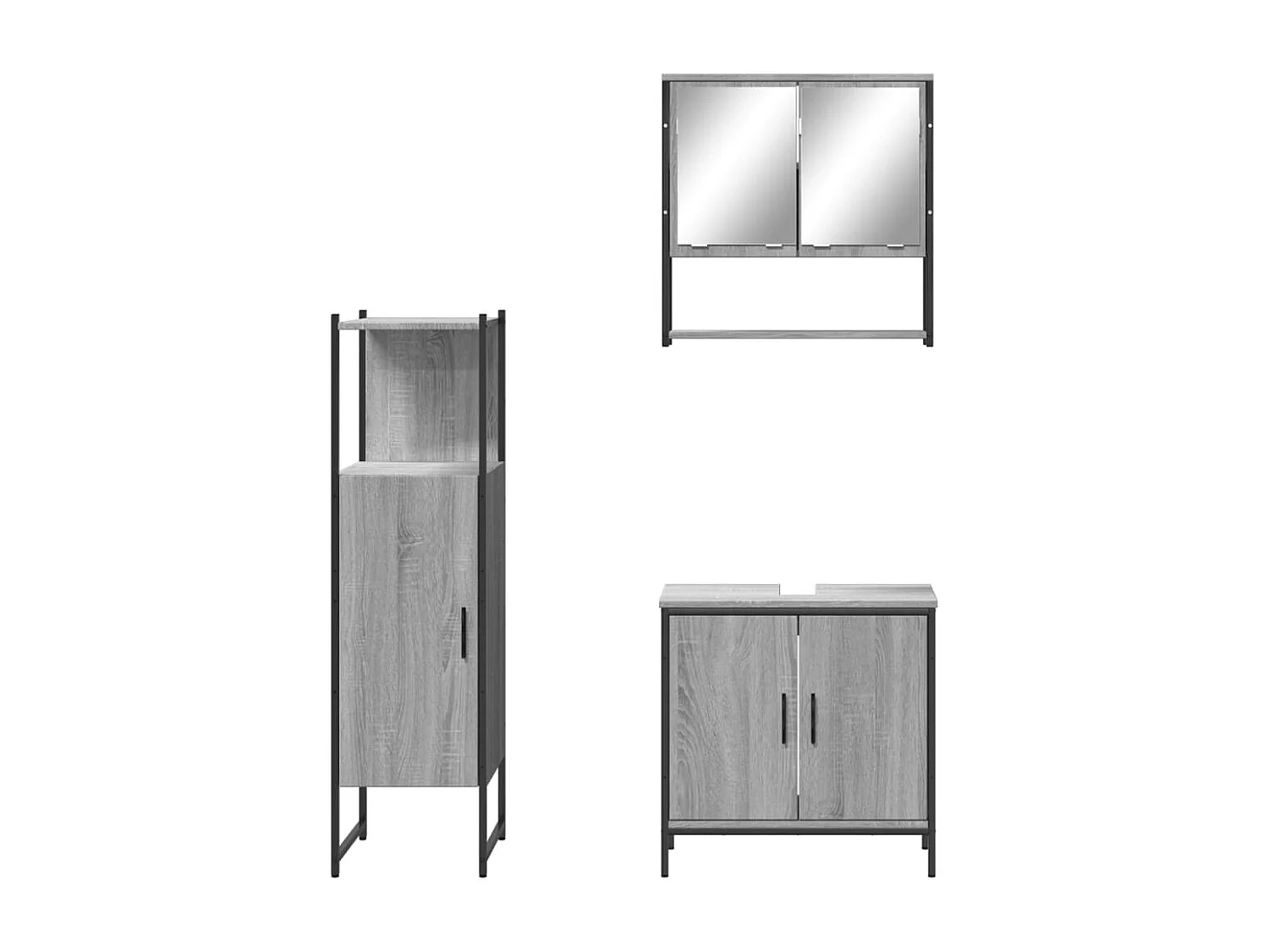 Ensemble de meubles de salle de bain 3 pcs Sonoma gris