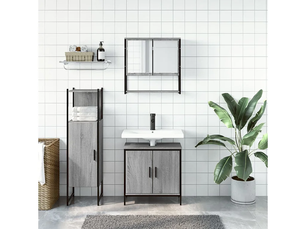 Set di mobili da bagno Sonoma Grey da 3 pezzi