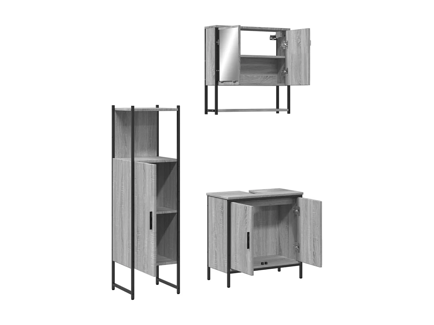 Set di mobili da bagno Sonoma Grey da 3 pezzi