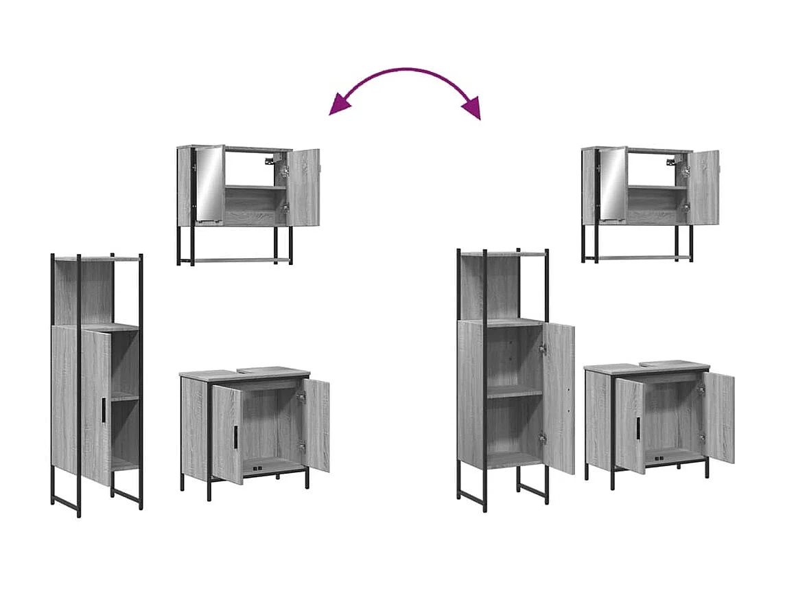 Set di mobili da bagno Sonoma Grey da 3 pezzi