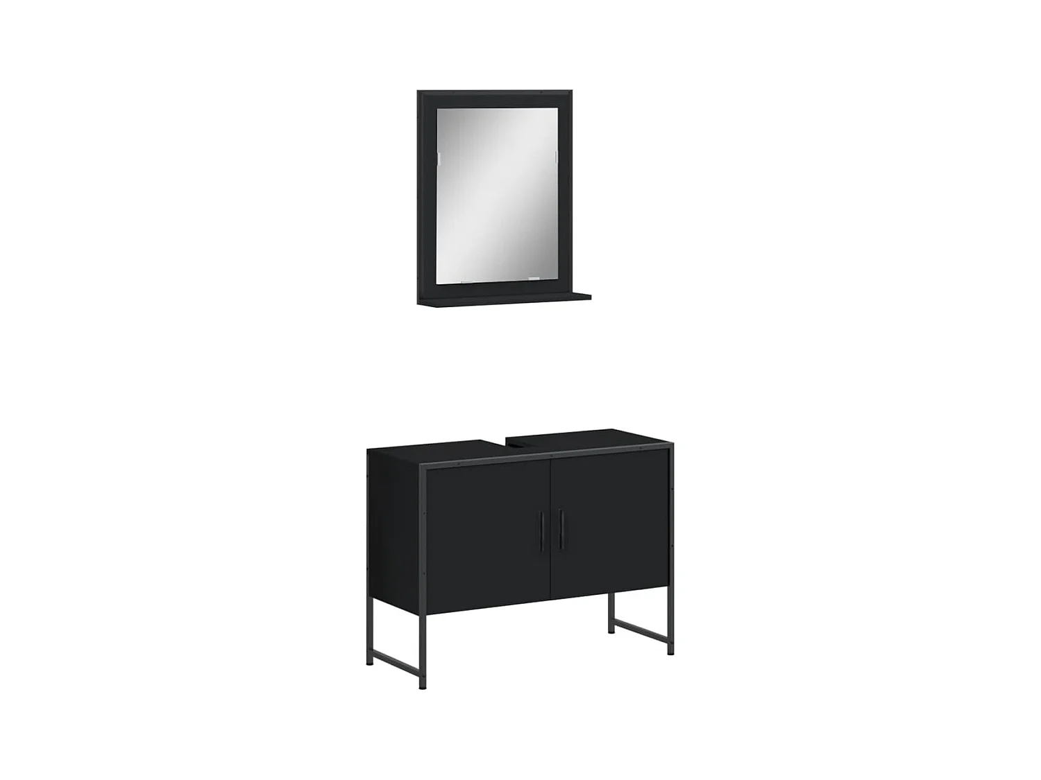 Ensemble d'armoires de salle de bain 2 pcs noir bois ingénierie
