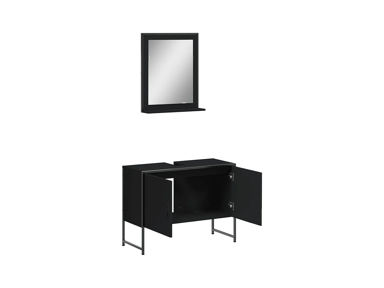 Ensemble d'armoires de salle de bain 2 pcs noir bois ingénierie