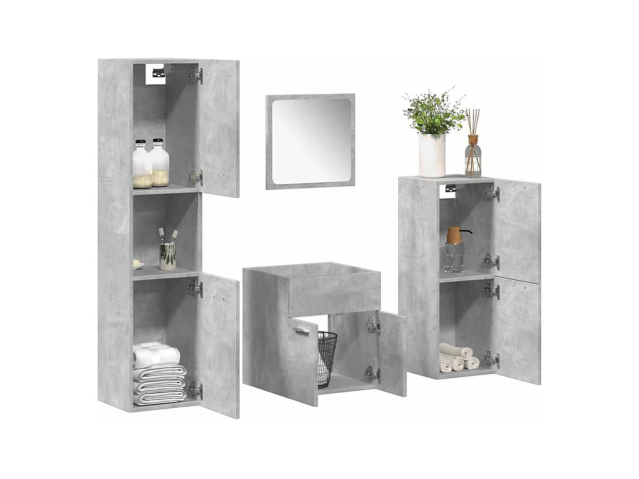 Set di mobili da bagno 4 pezzi grigio cemento