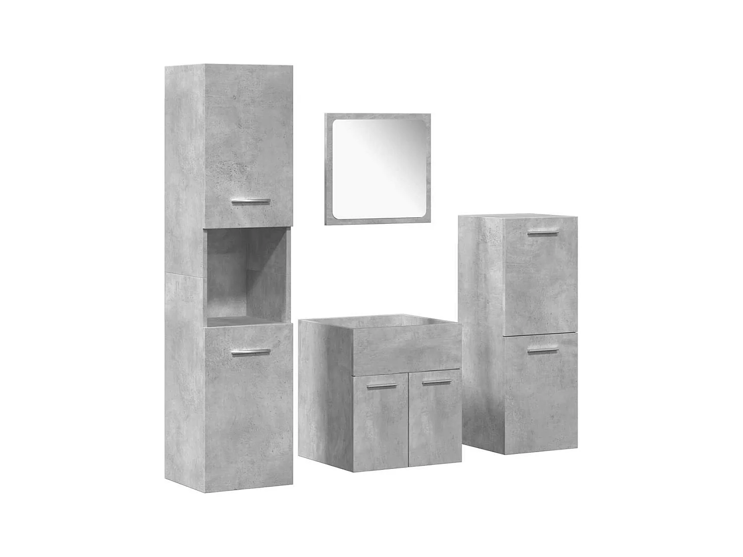 Set di mobili da bagno 4 pezzi grigio cemento