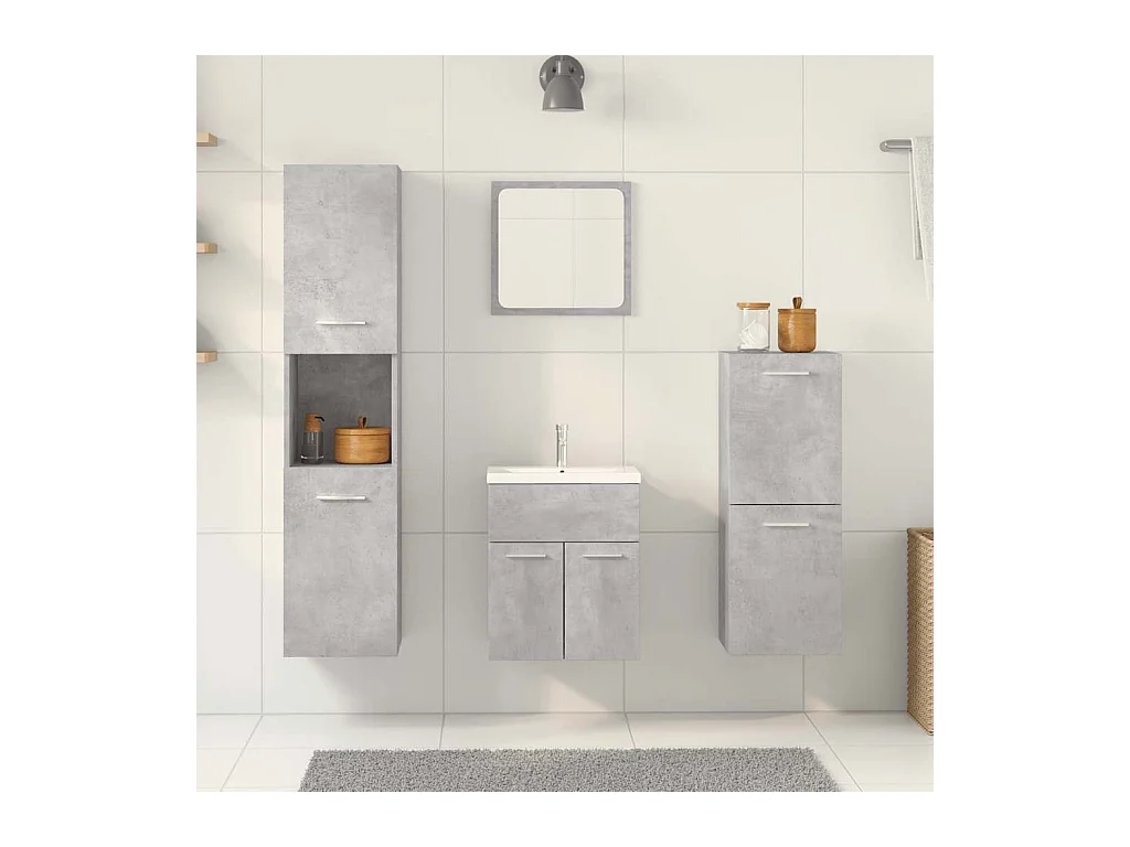Set di mobili da bagno 4 pezzi grigio cemento