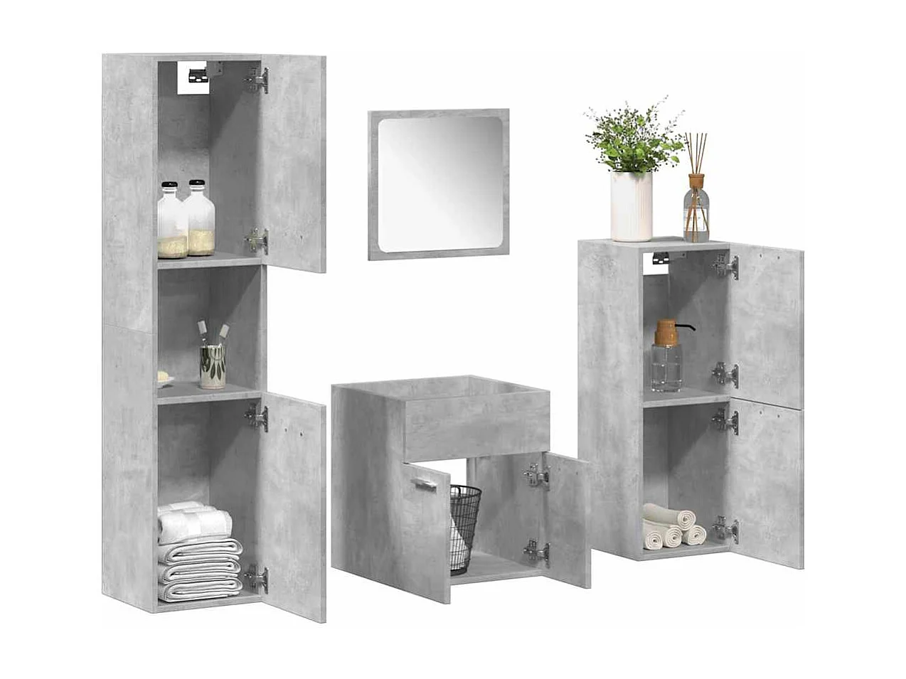 Ensemble de meubles de salle de bain 4 pcs gris béton