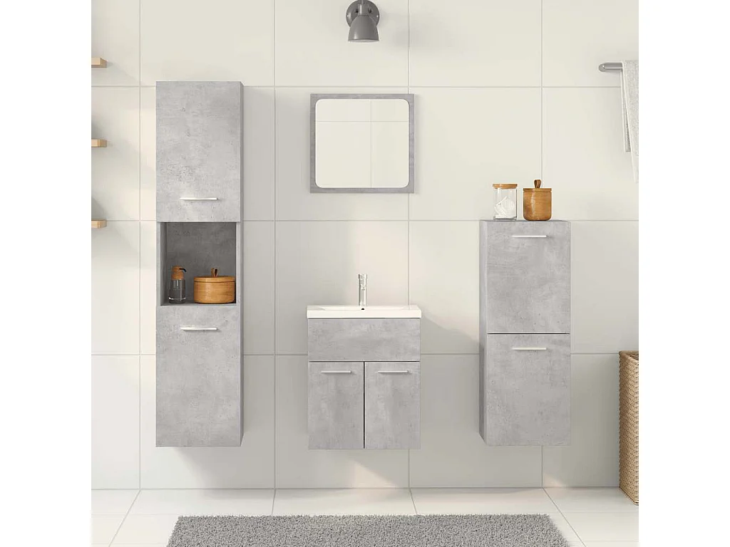 Ensemble de meubles de salle de bain 4 pcs gris béton